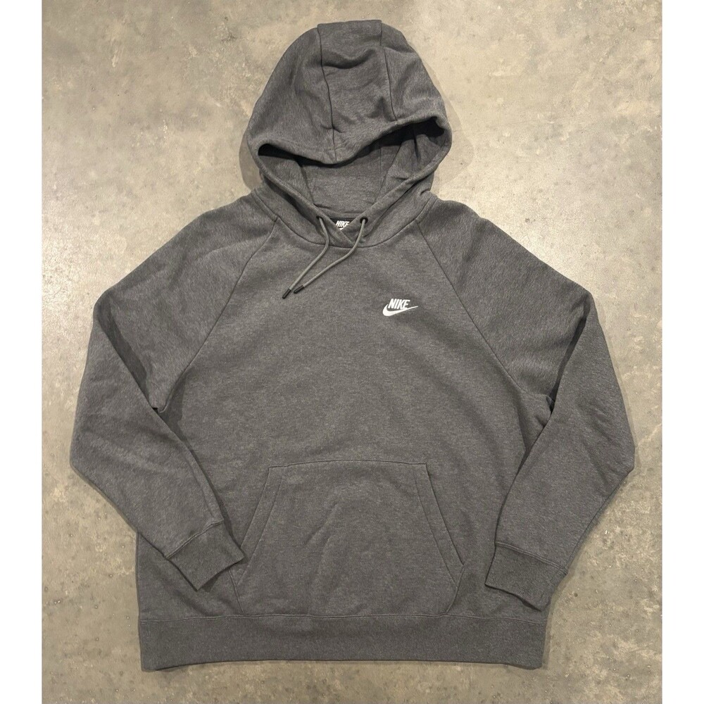 Nike Sportswear Club Hoodie Sweatshirt Womens 1X Gray Fleece Kangaroo Pocket